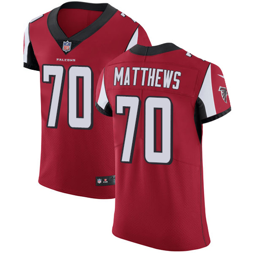 Nike Falcons #70 Jake Matthews Red Team Color Men's Stitched NFL Vapor Untouchable Elite Jersey - Click Image to Close